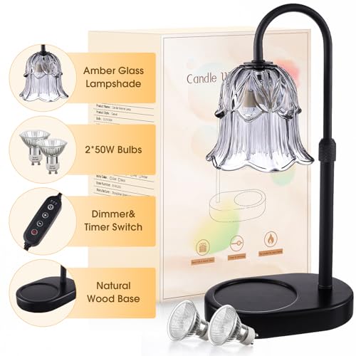 Candle Warmer Lamp Adjustable Timer Electric－ Gray Flower Shaped Wax Melting Lamp