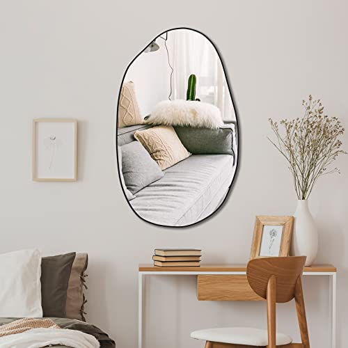 Irregular Asymmetrical Mirror Wall Mounted, Unique Vanity Mirror,Shaped Dressing Mirror Decorative for Living Room, Bathroom, Bedroom, Entryway Wall Decor, 33.5"×20.5"