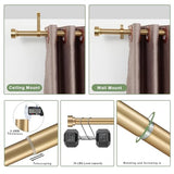16-150 Inch Curtain rods, 1 Inch Diameter Splicing and Telescoping Structure Window Treatment Rods Set Adjustable Drapery Rods Heavy Duty Pole, Warm Gold