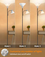 LEPOWER Floor Lamp, Standing Lamp with Replaceable 3000K Energy-Saving, Metal Lamp for Living Room with Adjustable Reading Lights, Modern Bright Floor Lamp for Bedroom, Office