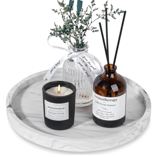 Silicone Bathroom Tray Coffee Table Decor Perfume Organizer, 9" Marble