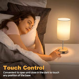 Table Lamp for Bedroom, 3 Way Dimmable Touch Lamp with Dual Charging Station, Small Bedside Lamps for Night Stands, Living Room, Office(LED Bulb Included)