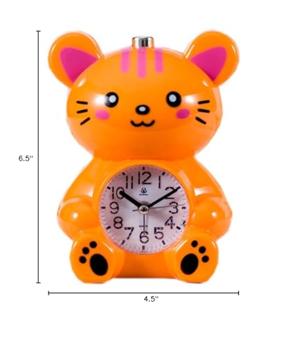 Gardening Spring-Children's Clocks Creative Cute Double Quarter-Bell Student Alarm Clock Cartoon Clock (Orange)