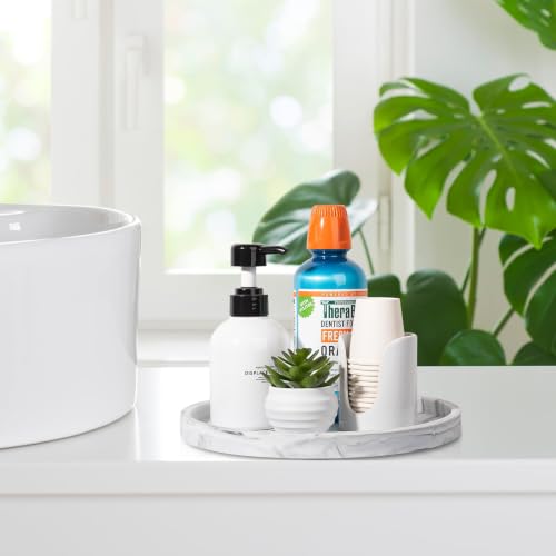 Silicone Bathroom Tray Coffee Table Decor Perfume Organizer, 10" Marble