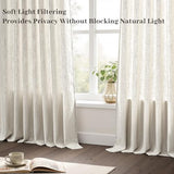 Natural Pinch Pleated Linen Curtains 96 Inches Long for Living Room Bedroom Birch Thick Linen Textured Memory Trained Light Filtering Back Tab Pleated Cream Drapes with Hooks Rings 8 FT