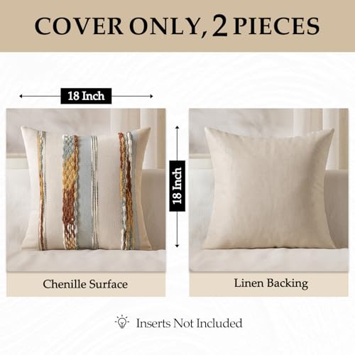 Boho Decorative Pillow Covers 20x20 Blue-Earth Tones Pack of 2