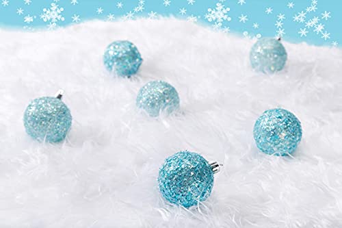 2.36"/60mm shatterproof Christmas Ball Ornaments Tree Decoration Baubles Set of 24 Counts (Sparkly Teal Blue 2.36")