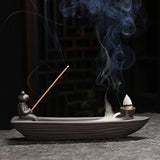 ChangWanna Frog Incense Holder Waterfall - Ceramic Cone Backflow Incense Burner Smoke Fountain, Back Flowing Incense Diffuser with 45 Sticks & 12 Cones, Frog Ornament for Aromatherapy/Yoga/Home Decor