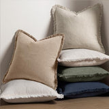 MIULEE Boho Linen Fringe Decorative Euro Throw Pillow Covers Camel 26x26