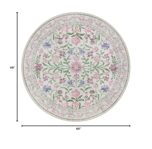 Lahome Light Purple 4ft Round Accent Rug, Small Circle Soft Mat for Nursery