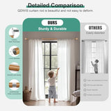 QDWIS Imitation Wood Grain Curtain Rods for Windows 72 to 144 Inch,1 Inch Heavy Duty Adjustable Wood Curtain Rod,Boho Decorative Drapery Rods Set with Brackets,Size:36''-150''
