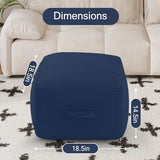 MeMoreCool Square Pouf Ottoman Foot Rest 20x20x15 Inches, Navy