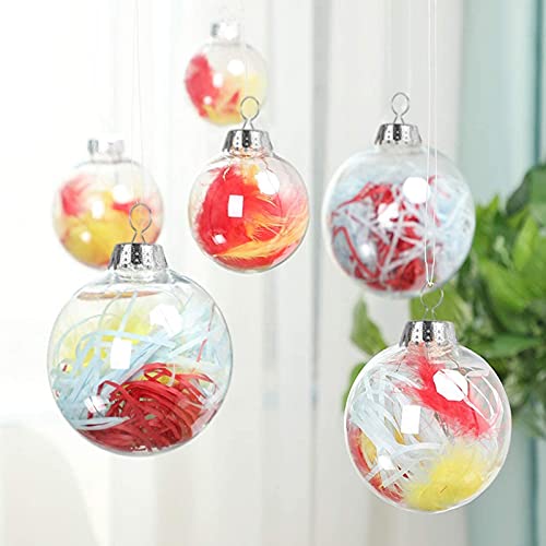 20 Pcs Clear Plastic Fillable Ornament Balls, Removable Top Clear Hanging Ornaments Ball, DIY Plastic Ornaments Round Balls, Perfect for Decoration On Christmas Trees, Wedding, Party (60 mm)