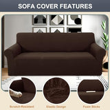 Stretch Couch Cover Washable Sofa Slipcover Furniture Protector with Non Skid Foam and Elastic Bottom for Kids, Dog(Large/Chocolate)