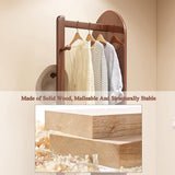 Floor-Standing Solid Wood Rotating Coat Rack，Full Length Mirror with Clothes Rack, Solid Wood Frame, Floor Standing, Tall Mirror with Wheels for Living Room, Bedroom, Hallway