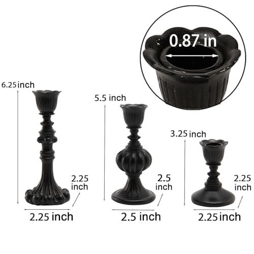 Candle Stick Candle Holder Set - Black Christmas Candlestick Holder Modern Baroque Home Decor for Coffee Table for Kwanzaa Easter Centerpiece Dinning Room Wedding Set of 3 Guichifun