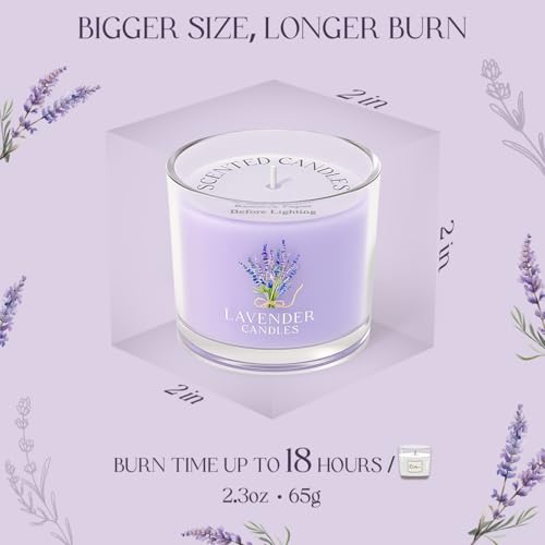 CHILLFLAME Lavender Candle, Scented Candles Gift Set for Stress Relief, 3 Lavender Candles for Women and Men, Birthday Candle Gifts for Women, Christmas Candles for Women (Purple, 7 oz)