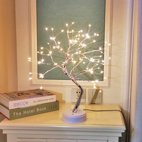 pete mici 108 LED Tabletop Bonsai Tree Light, 8 Modes 20’’ Warm White Artificial Fairy Light, Battery/USB Operated Twinkling Tree Lamp for Christmas Wedding Home Decoration