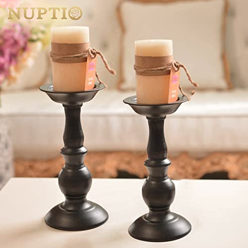 2 Pcs Black Pillar Candle Holders, Most Ideal for 3" Pillar Candles, Gifts for Wedding, Party, Home, Spa, Reiki, Votive Candle (2 x L)