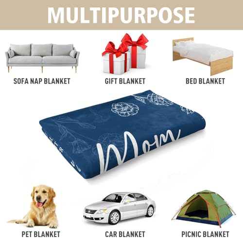 GiltGlimmer Gifts for Mom, Mom Birthday Gifts Blanket, Moms Gift for Women from Daughter Son, We Love You Present for Mother Mommy Christmas Mothers Day 80" x 60", Blue