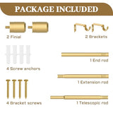 GXOACKJ Curtain Rods for Windows 28 to 48-60 Inches, 5/8 Inch Gold Adjustable Small Curtain Rod Set with Brackets for Bedroom Living Room