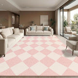 GarveeHome Large Area Rug 9x12 Pink Living Room Checkered Washable Rug