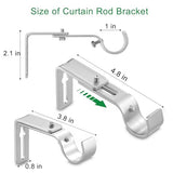 LLPJS Curtain Rod Bracket Adjustable, Drapery Rod Holder Hooks Support Hangers for 1 inch Diameter Window Curtain Rods (Satin Silver, 3-Pack)