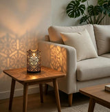 Hosley 7 Inch High Cut Bronze LED Votive Tealight Holder Lantern Intricate Floral Design for Timeless Elegance and Cozy Illumination in Stylish Home D cor Elevate Your Ambiance