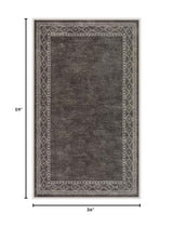 Lahome Modern Bordered Machine Washable Rug, Ultra-Thin Soft 3x5 Rugs for Entryway Bedroom, Non-Slip Stain Resistant Small Carpet for Laundry Entry（3'x 5',Brown