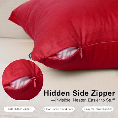 6 Pack Decorative 100% Cotton Pillow Covers Square Cushion Cover Solid DIY Halloween Throw Pillowcase for Home Sofa Bedroom,Red,6 Pack-12" x 12"/30x30cm (ONLY Covers, NOT Insert)