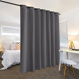 RYB HOME Blackout Room Divider Curtains Privacy Loft Screen Adjustable Ceiling to Floor Curtain & Drapes Partitions for Bedroom Dorm Doorway Bay Window, Wide 100 x Long 84, Grey, 1 Panel