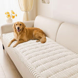 hyha Couch Cover for Dogs Washable, Non Slip Thick Flannel Sofa Protector, Pet Friendly Plush Furniture Cover for Sectional Sofa & Loveseat (White, 27.6" x 59")