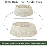Knitted Christmas Tree Collar: Cream Crossed Diamond Edge Chunky Cable Knit Christmas Tree Collars for Artificial Trees, Farmhouse Rustic Tree Ring Tree Skirt for Christmas Home Décor