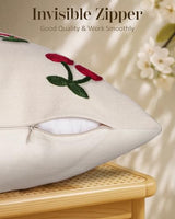 Embroidered Throw Pillow Cover 18x18 Inch, Little Cherry