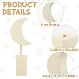 Barydat 3 Pcs Boho Nursery Shelf Decor Wooden Moon and Star Nursery Decor Set Cute Bohemian Children Kids Decoration for Boys Girls Farmhouse Bedroom Kindergarten Classroom Playroom Bookshelf
