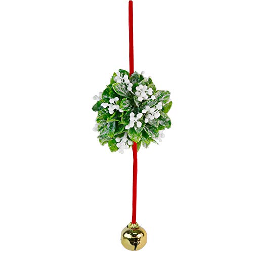 Ornativity Mistletoe Ball Christmas Ornament - Holiday Kissing Mistletoe Bell Hanging Kiss Decoration for Doorway Arch Ceiling Xmas Decor 10"