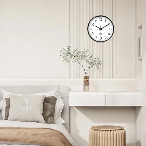 XNM 8 Inch Small White Classic Wall Clock for Living Room Bedroom Kitchen Analog Modern Clocks Battery Operated Minimalist Silent Wall Clock Non Ticking