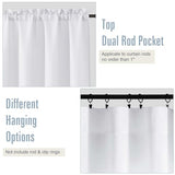 White Kitchen Curtains Tier 36 Inch Length 2 Panels, Faux Linen Textured Light Filtering Short Curtains Drapes for Bathroom Basement Half Window, Rod Pocket Design, White, Each 30Wx36L Inch