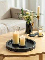 Hanobe Round Wood Candlestick Holder Tray for Table Centerpiece Decor, 11"