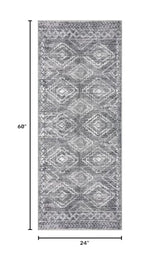 Washable Runner Rug 2x5 ft Non-Slip Hallway Runners, Grey
