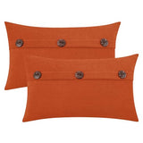 HWY 50 Burnt Orange Chenille Throw Pillow Covers 12x20 Inch Buttons
