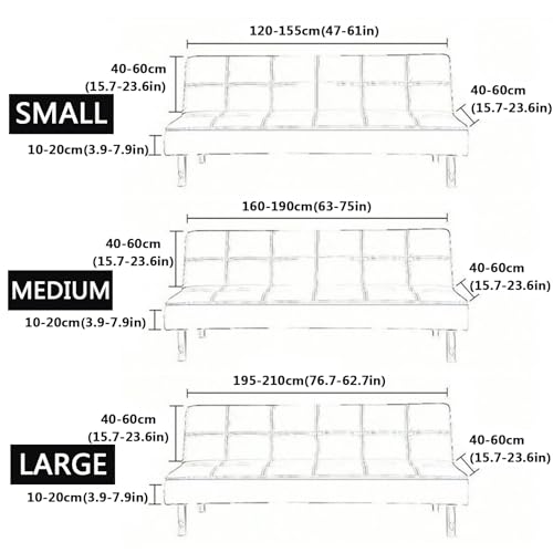 Ultra Soft Armless Sofa Bed Cover with Pillowcases, All-Inclusive Armless Futon Sofa Bed Cover Dustproof Armless Futon Cover 3 2 Seater Stretch Sofa Bed Slipcover, Easy to Install,H,S1
