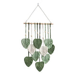 Avoik Macrame Wall Hanging Boho Woven Tapestry Handmade Home Wall Decor Bohemian Leaf Modern Chic Wall Art Green Feather Decorations for Living Room Bedroom Apartment Nursery Farmhouse Backdrop