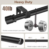XDW-GIFTS Curtain Rods for Windows 32 to 46 Inch,1 Inch Diameter Black Heavy Duty Metal Drapery Rod,Adjustable Curtains Pole with Bracket Modern Style Suitable for Bedroom,Living Room