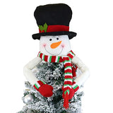 Christmas Tree Topper Snowman Top Hugger for Xmas Tree Holiday Decor Winter Wonderland Decoration New Year Ornament with Hat Shawl and Poseable Arms