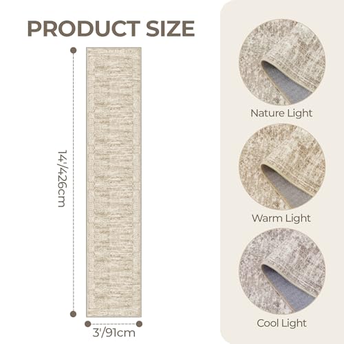 3x14 Runner Rug Non Slip,Washable Hallway Runner Rug,Brown