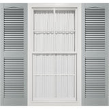 12"W x 32"H Mid-America Vinyl, TailorMade Cathedral Top Center Mullion, Open Louver Shutters, w/Installation Shutter-Lok's (Per Pair), 945 - Platinum