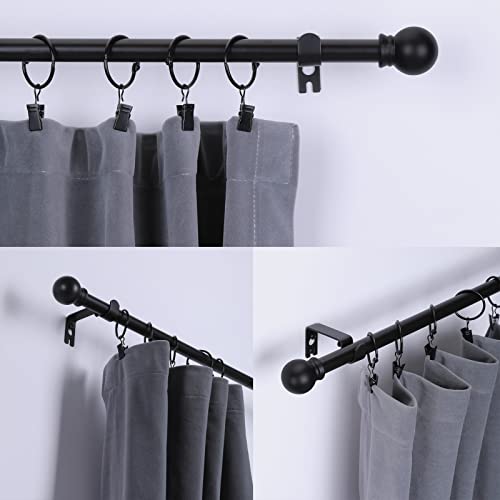 Thestoa Curtain Rods for Windows 48 to 84-92 inch, 5/8" Matte Black Curtain Rod, Stainless Steel Small Curtain Rods for Bedroom, Living Room,Kitchen,Farmhouse, Outdoor Curtain rod Black