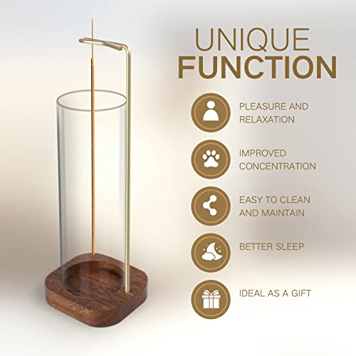 YHAOEN Incense Holder, Insence- Stick Holder [Anti-Ash Flying] with Removable Glass Ash Catcher Mess-Free Incense Burner Holder, Incense Stick Holder for Home Decor Yoga Spa, Unique Incense Burner