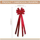 LaRibbons Large Red Velvet Christmas Tree Topper Bow, 13"x51" Holiday Ribbon Tree Topper, Classic Christmas Tree Decoration with Gold Trim, Xmas Indoor Outdoor Ornament